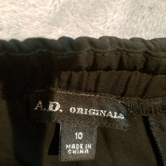 A.D. Originals Women's Size 10 Black High Rise Cropped Overlay Pants Beaded Hem - Picture 3 of 10